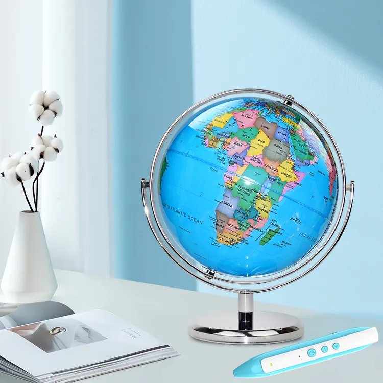 22.8cm (9") Talking Globe with Full-Swing Meridian – Metal Meridian and Base - World Globe